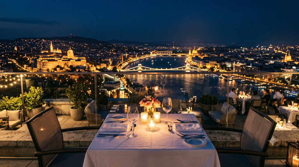 Romantikus vacsora egy panorámás budapesti étteremben a Duna fölött